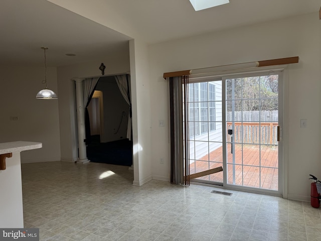 interior space with a skylight