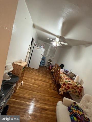 bonus room featuring wood-type flooring and ceiling fan