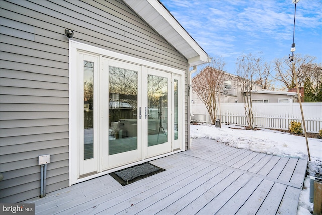 wooden terrace with french doors