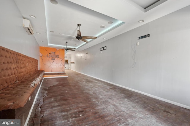 2808 Germantown Ave, Philadelphia, PA 19133 - hallway featuring wood finished floors, a raised ceiling, a wall mounted air conditioner, and recessed lighting