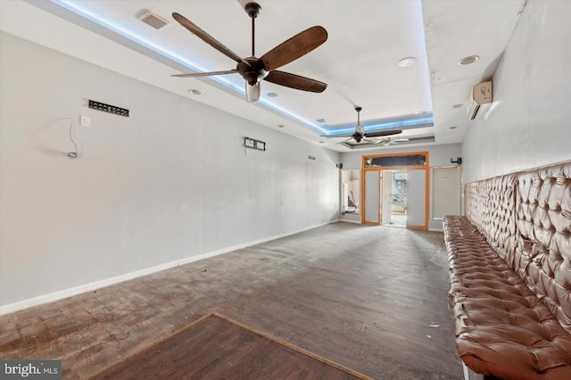 2808 Germantown Ave, Philadelphia, PA 19133 - unfurnished living room featuring a ceiling fan, a raised ceiling, wood finished floors, and recessed lighting