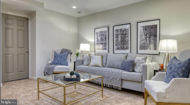 living room with carpet