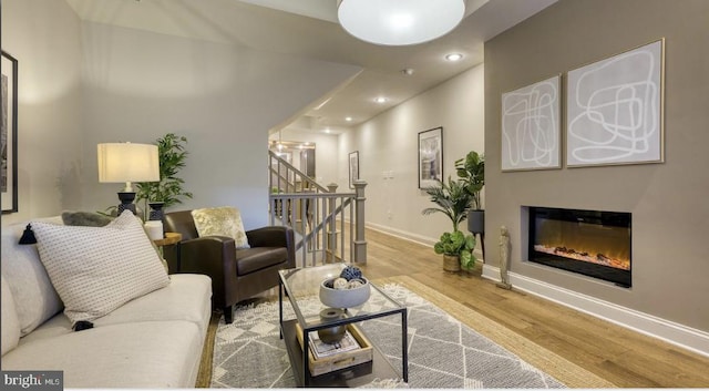 living room featuring light hardwood / wood-style flooring