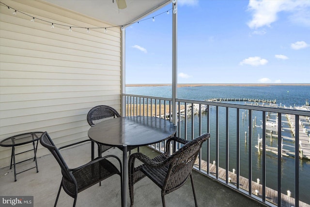 balcony with a water view