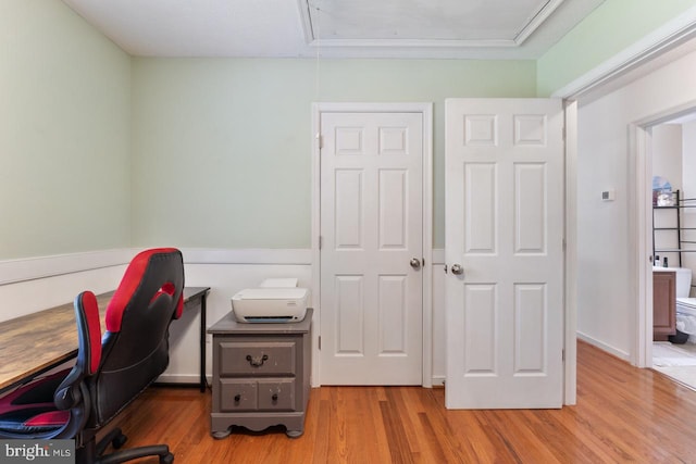 office featuring light hardwood / wood-style flooring