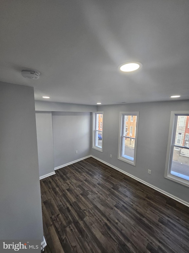 interior space with dark hardwood / wood-style floors and a wealth of natural light