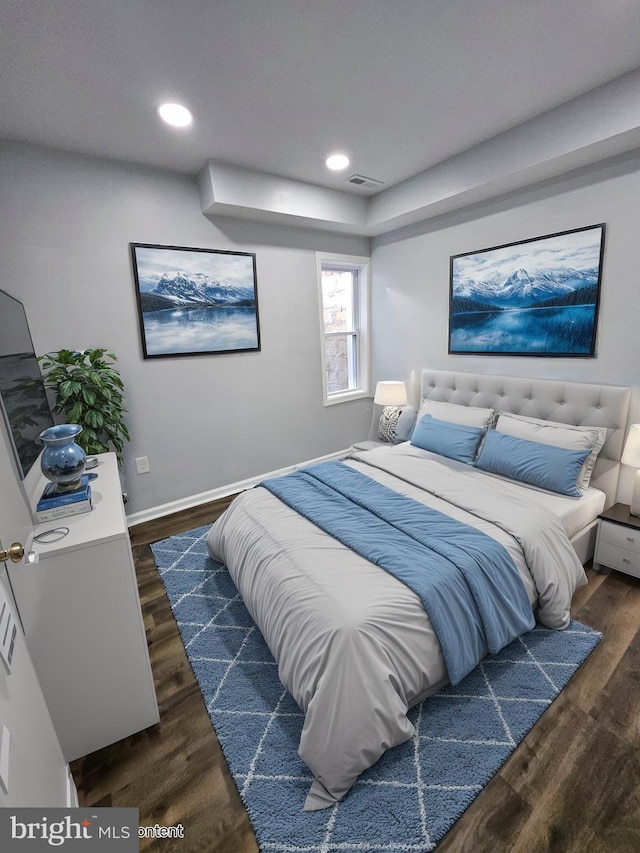 bedroom featuring dark wood-type flooring