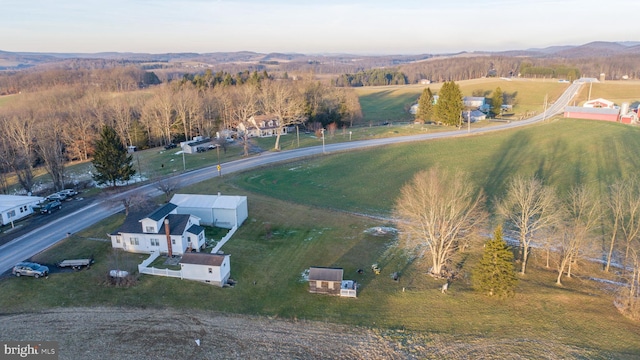 aerial view with a rural view