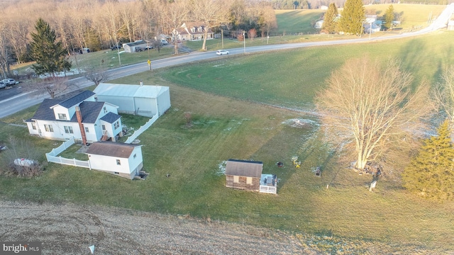 aerial view featuring a rural view