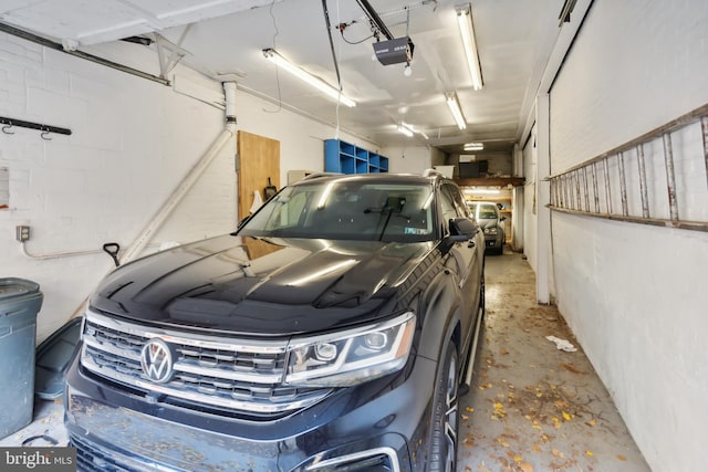 garage with a garage door opener