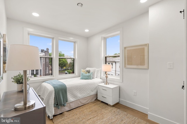 bedroom featuring light hardwood / wood-style flooring