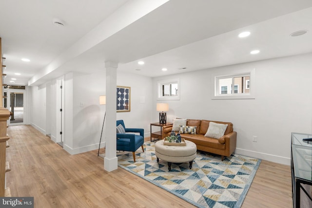 living room featuring light hardwood / wood-style floors