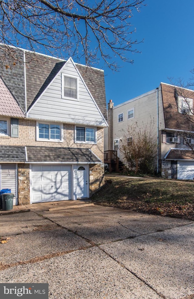 exterior space with a garage