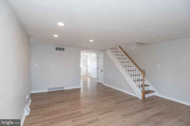 unfurnished living room featuring light hardwood / wood-style flooring