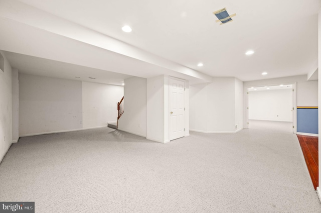 basement with carpet