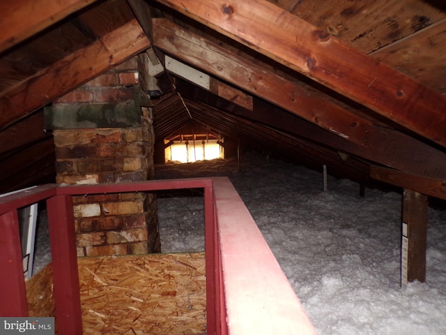 view of unfinished attic