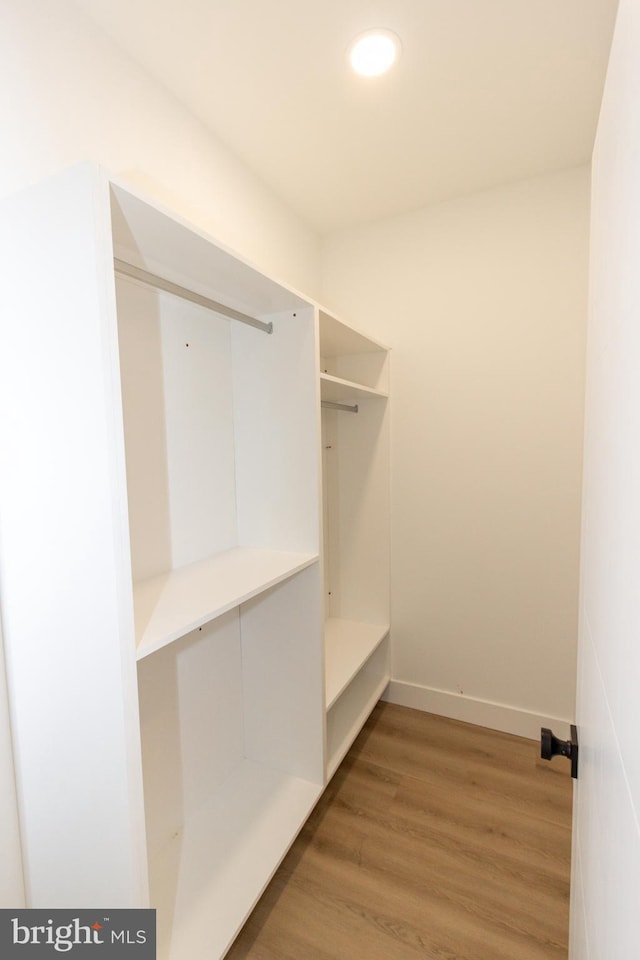 spacious closet featuring hardwood / wood-style floors