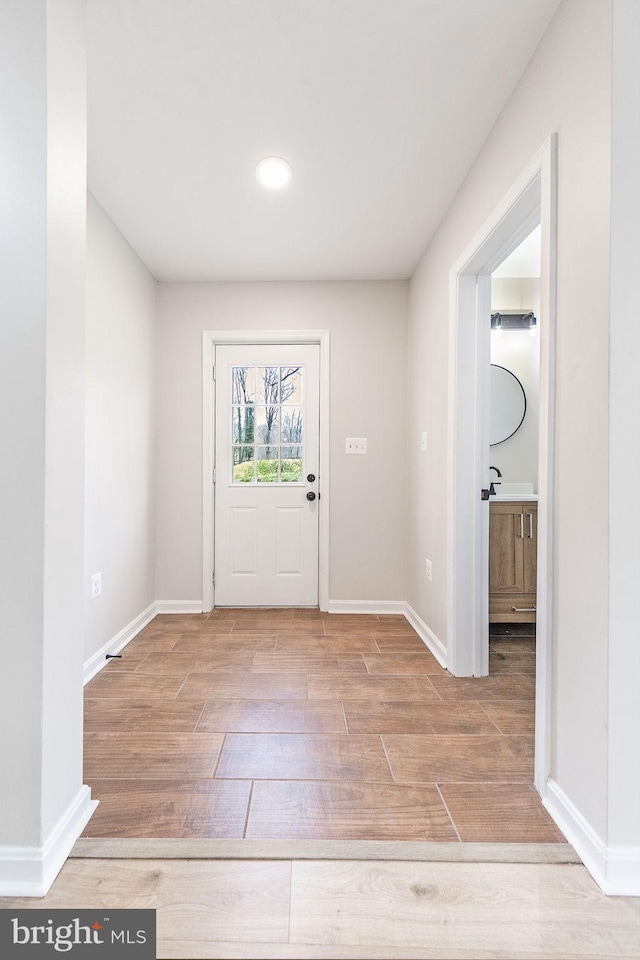 foyer featuring wood-type flooring