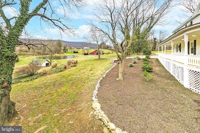 view of yard featuring a mountain view