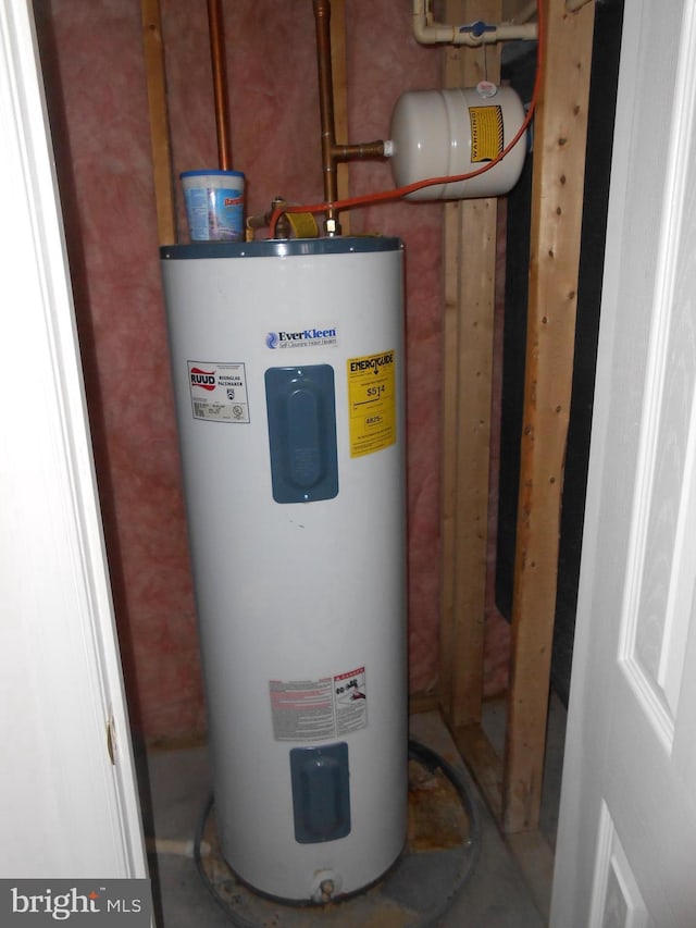 utility room featuring water heater