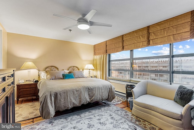 bedroom featuring ceiling fan