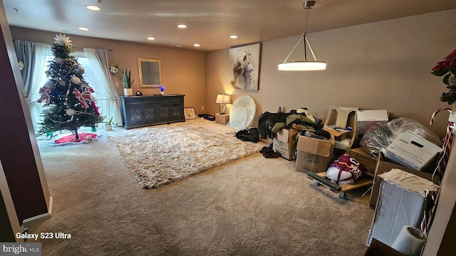 game room featuring carpet flooring