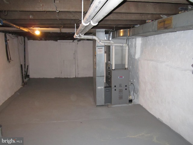 basement with heating unit