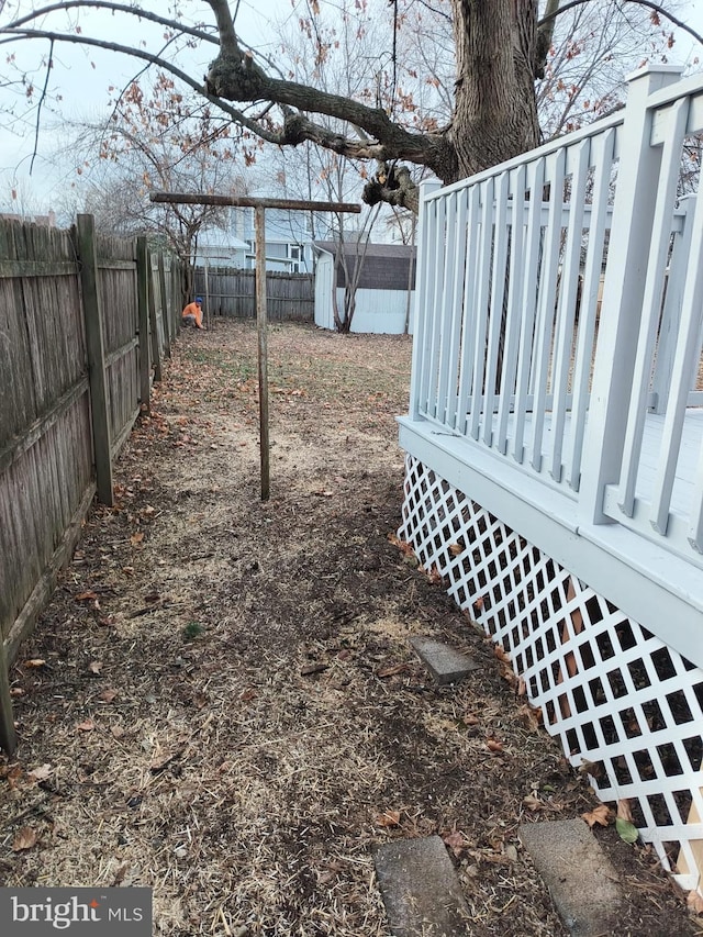 view of yard featuring a deck