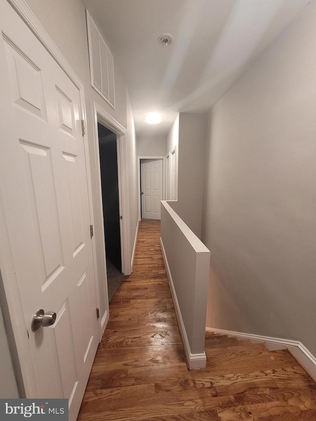 corridor with dark wood-type flooring