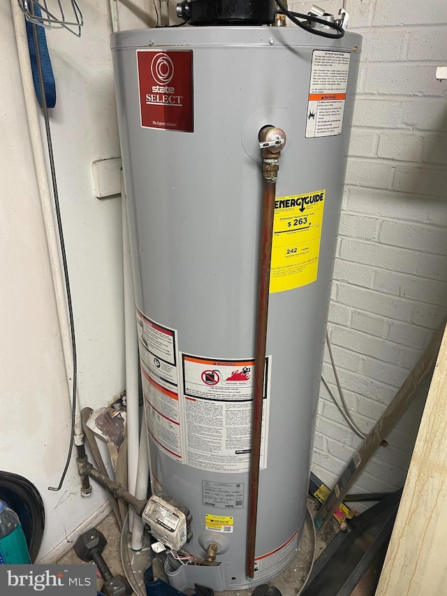 utility room with water heater