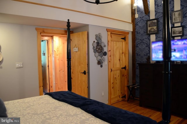 bedroom with light wood-type flooring