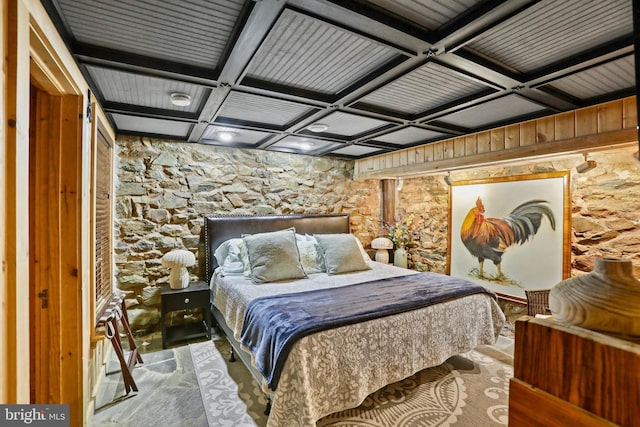 bedroom with coffered ceiling