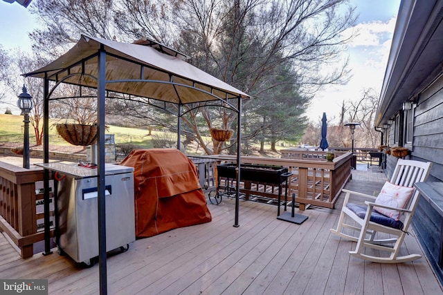 deck with a gazebo