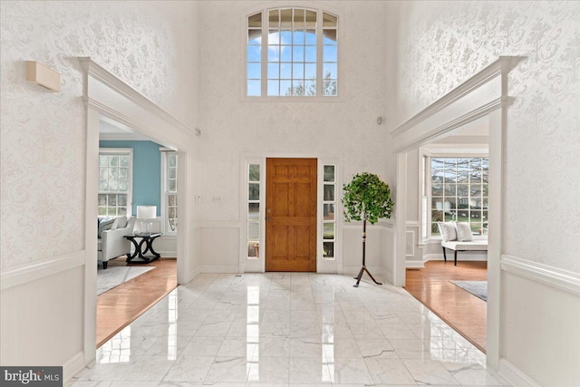 foyer with a high ceiling