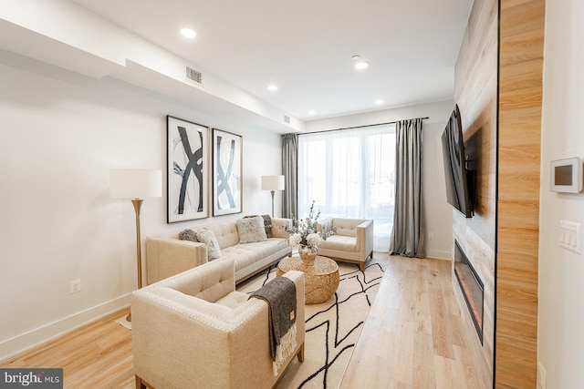 living room with light wood-type flooring