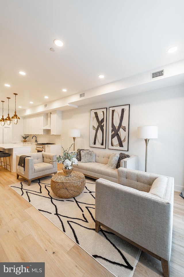 living room featuring light hardwood / wood-style floors