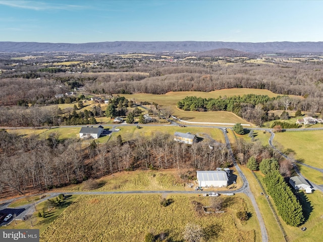 bird's eye view with a mountain view