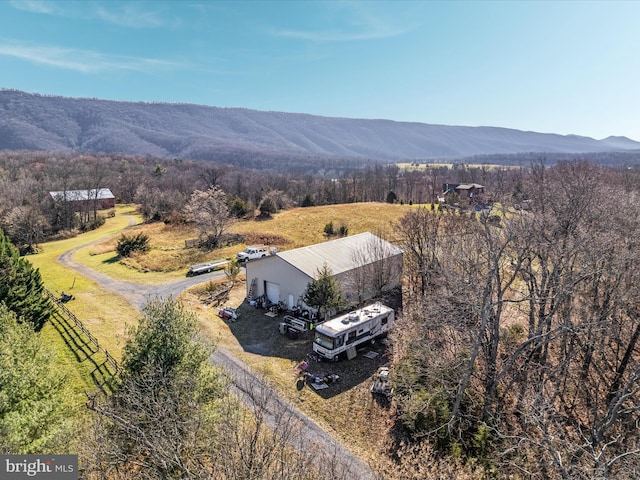 birds eye view of property featuring a mountain view