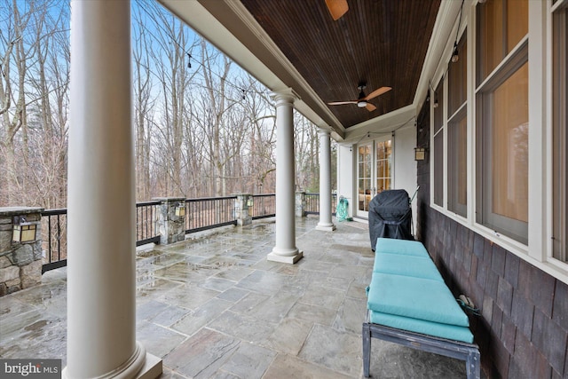 view of patio / terrace featuring ceiling fan