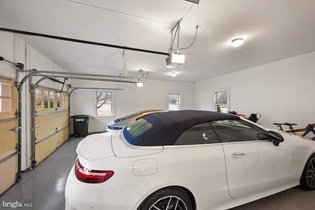 garage with a garage door opener