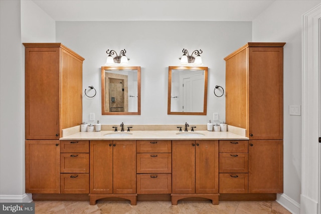 bathroom featuring vanity and tile patterned flooring