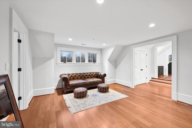 sitting room with light wood-type flooring