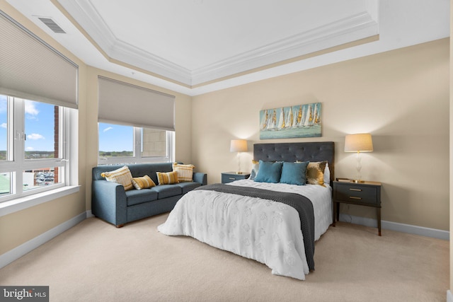 1915 Towne Centre Blvd Unit 502, Annapolis, MD 21401 - bedroom featuring ornamental molding, a raised ceiling, and carpet floors