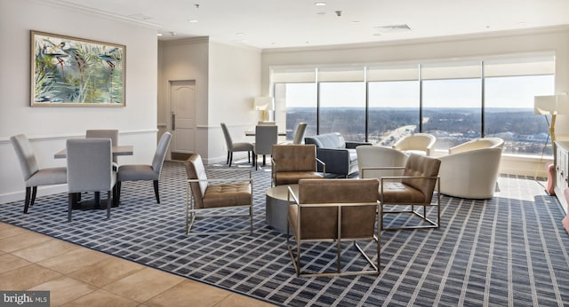 1915 Towne Centre Blvd Unit 502, Annapolis, MD 21401 - tiled living room featuring carpet floors, crown molding, and recessed lighting