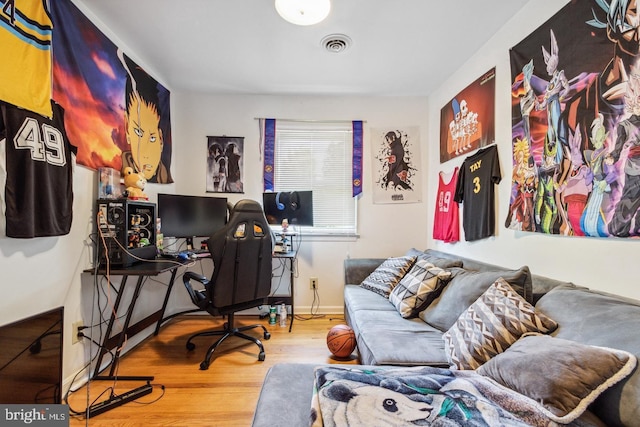 office area featuring hardwood / wood-style flooring