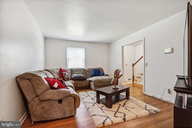 living room featuring light hardwood / wood-style floors