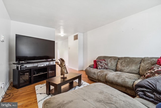 living room featuring light hardwood / wood-style flooring