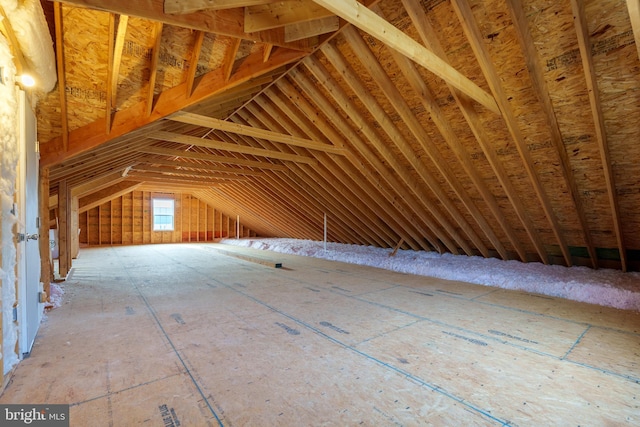 view of unfinished attic