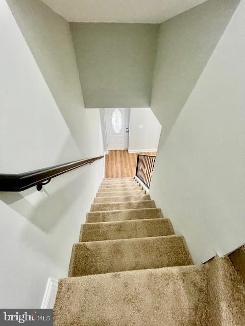 staircase featuring hardwood / wood-style flooring