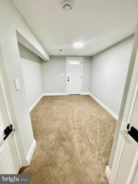 basement with carpet floors